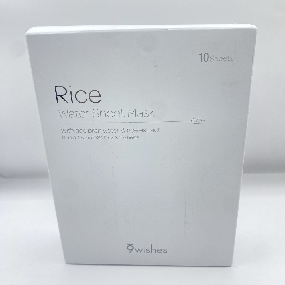 9 WISHES Rice Water Sheet Mask 10 Sheets 0.84oz NIB Exp 8/19/2028